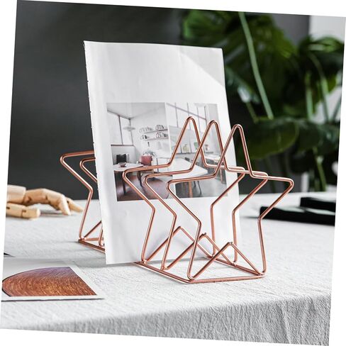 Gatuida Shaped Book Rack Rose Gold Desk Organizer Modern Iron Art Display Easel for Home Office Stylish Bookend and Magazine Holder in Saudi Arabia