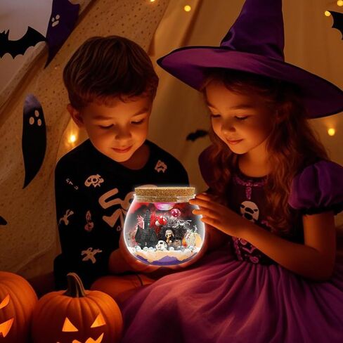 Halloween Light-Up Terrarium Kit for Kids - LED Night Light Birthday Gift for Boys Ages 4 5 6 7 8-12 Year Old - Halloween Toys DIY Arts and Crafts Kit for Kids - Best Presents for Boys in Saudi Arabia