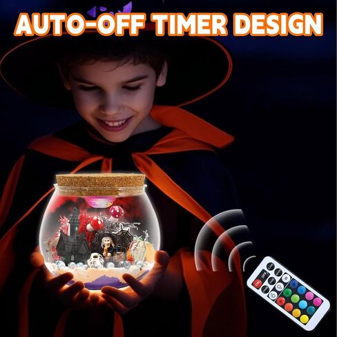 Halloween Light-Up Terrarium Kit for Kids - LED Night Light Birthday Gift for Boys Ages 4 5 6 7 8-12 Year Old - Halloween Toys DIY Arts and Crafts Kit for Kids - Best Presents for Boys in Saudi Arabia