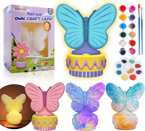ASIOWELY Paint Your Own 8-Petal Flower Lamp Kits,Arts and Crafts Supplies for Kids Toys Ages 4-6-8,DIY Art Night Light Painting for Girls Ages 5-10,Birthday Gifts for 3-12+ Year Old Toddler Teen Adult in Kuwait