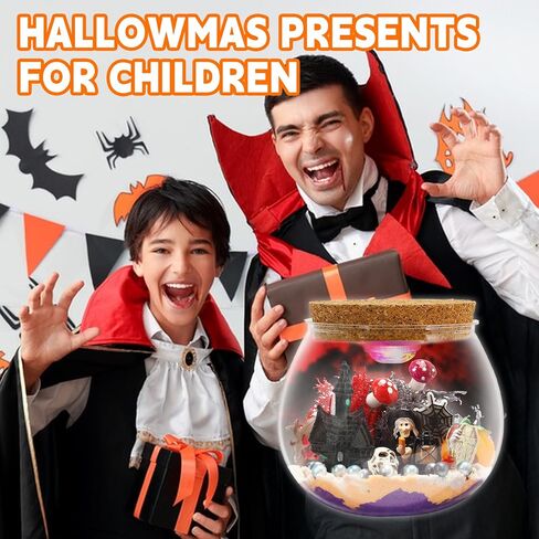 Halloween Light-Up Terrarium Kit for Kids - LED Night Light Birthday Gift for Boys Ages 4 5 6 7 8-12 Year Old - Halloween Toys DIY Arts and Crafts Kit for Kids - Best Presents for Boys in Saudi Arabia