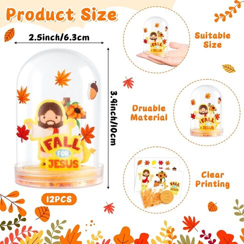مجموعات الشكر الثلج كراتية - 60pcs تقع أمام يسوع Cross Felt Kit Kit ، اصنع خريفك المسيحي اليساري Pine Cone Maple Snow Globes Decor in Saudi Arabia