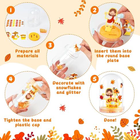مجموعات الشكر الثلج كراتية - 60pcs تقع أمام يسوع Cross Felt Kit Kit ، اصنع خريفك المسيحي اليساري Pine Cone Maple Snow Globes Decor in Saudi Arabia