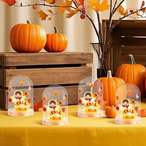 مجموعات الشكر الثلج كراتية - 60pcs تقع أمام يسوع Cross Felt Kit Kit ، اصنع خريفك المسيحي اليساري Pine Cone Maple Snow Globes Decor in Saudi Arabia