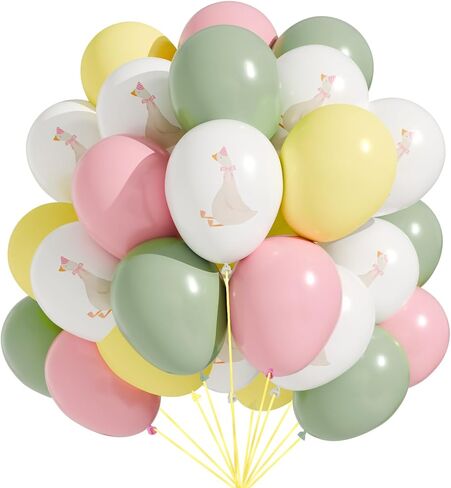 60 PCS Bow Goose Palloons مجموعة ، باستيل الباستيل الباستيل اللاتكس ، واحد سخيفة زخارف حفلة عيد ميلاد ديكور الطفل (الوردي) in Kuwait