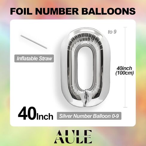 AULE 40 Inch Big Silver 1 Balloon Number Large Foil Helium Number Balloons 0-9 Jumbo Giant Happy 1st Birthday Party Decorations for Boy or Girl Huge Mylar Anniversary Party Supplies in Kuwait