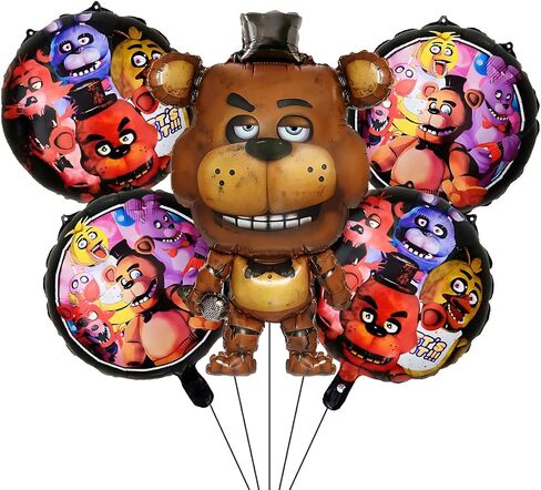 Gerrit 5pc حفلة عيد ميلاد البالونات Foil لمدة خمس ليال في Freddy's Party تزيين الإمدادات لمدة خمس ليال في فريدي in Saudi Arabia