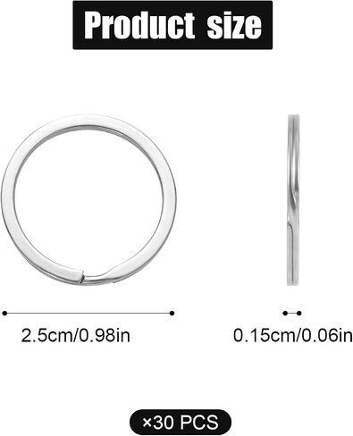 30pcs Key Rings Bulk, 1in Stainless Steel Split O Hoops Dog Tag Rings for Pet Collar Split Keyrings Practical Key Loop Attachment for Jewelry Making Car Keys Crafts DIY(Silver) in Saudi Arabia