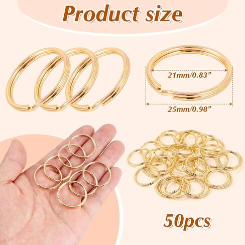 Split Key Rings 3/8 Inch Jump Rings -Pale Gold 300 Pcs Key Rings Bulk -Split Round Metal Keyring for Lanyards, Tags, CraftsKeys, Keychain, Jewelry Making Supplies in Saudi Arabia