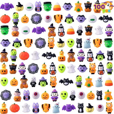 Joyin 100 PCS Halloween Mochi Squishy Toys for Kids Gift ، Halloween Kawaii Sensory Truff Toys for Halloween Party Favors Decor in Kuwait