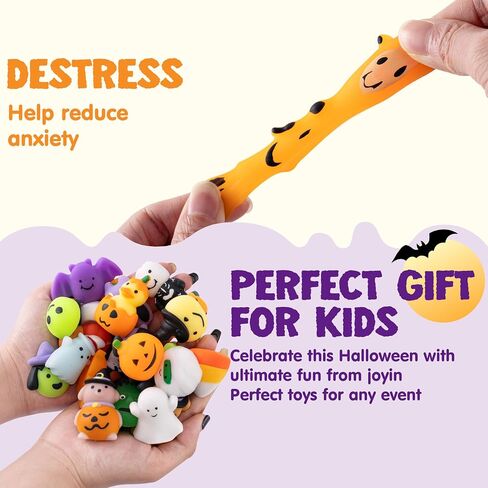 Joyin 100 PCS Halloween Mochi Squishy Toys for Kids Gift ، Halloween Kawaii Sensory Truff Toys for Halloween Party Favors Decor in Kuwait