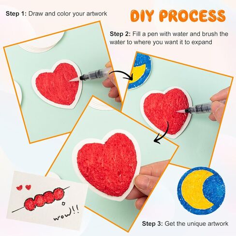 36 PCS Magic Foam Plane Painture Kit Purfy Paint with Water Brush 3D Drawing Paper for Kids Drawing Magic Canvas Sponge for Painting Art Fruced DIY Draw Draw Pens Art Supplies in Kuwait