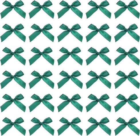 Meccanixity 100pcs Mini Ribbon Bow 1.8 بوصة مصغرة النسيج الساتان زهرة الزهرة للحرف DIY حفل زفاف حفلة عيد ميلاد عميق داكن أخضر in Saudi Arabia