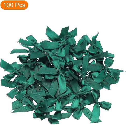 Meccanixity 100pcs Mini Ribbon Bow 1.8 بوصة مصغرة النسيج الساتان زهرة الزهرة للحرف DIY حفل زفاف حفلة عيد ميلاد عميق داكن أخضر in Saudi Arabia