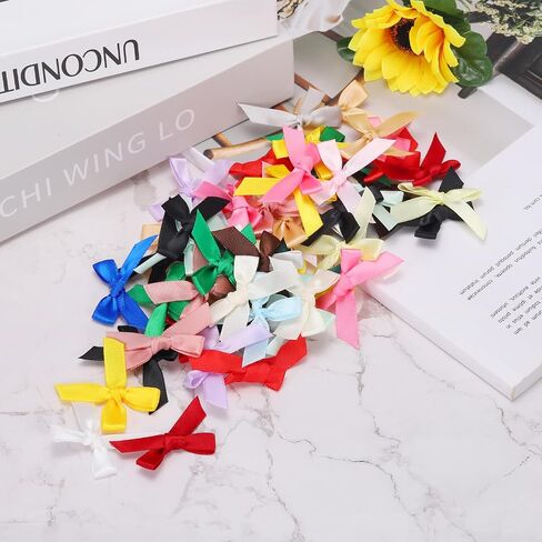 Meccanixity 100pcs Mini Ribbon Bow 1.8 بوصة مصغرة النسيج الساتان زهرة الزهرة للحرف DIY حفل زفاف حفلة عيد ميلاد عميق داكن أخضر in Saudi Arabia