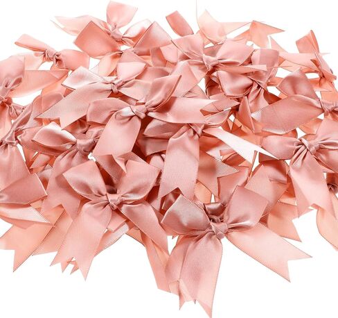 50 Piece Rose Gold Premium Satin Ribbon Bows 3.3 Inch Rose Gold Satin Ribbon Bows for Crafts, Party Favors, Wedding, Baby Shower Decorations in Saudi Arabia