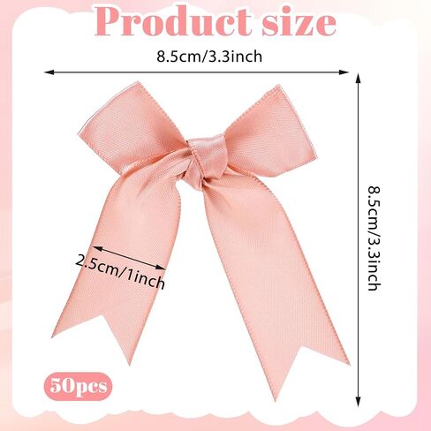 50 Piece Rose Gold Premium Satin Ribbon Bows 3.3 Inch Rose Gold Satin Ribbon Bows for Crafts, Party Favors, Wedding, Baby Shower Decorations in Saudi Arabia
