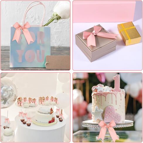 50 Piece Rose Gold Premium Satin Ribbon Bows 3.3 Inch Rose Gold Satin Ribbon Bows for Crafts, Party Favors, Wedding, Baby Shower Decorations in Saudi Arabia