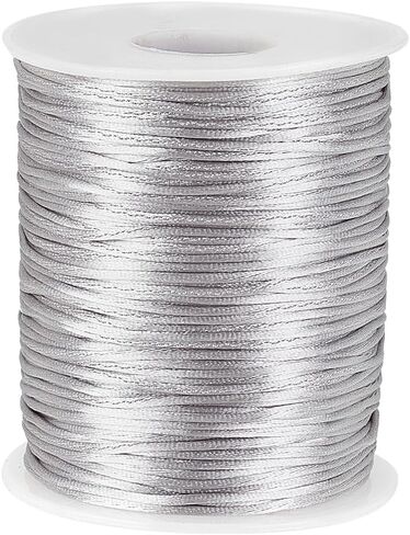 PH PandaHall 109 Yards Rattail Satin Cord 1.5mm Silver Silk Crafts Cords Satin Bracelet String Thread for Macrame Kumihimo Friendship Bracelet Necklace Chinese Knot Dream Catchers Braid Hair in Saudi Arabia