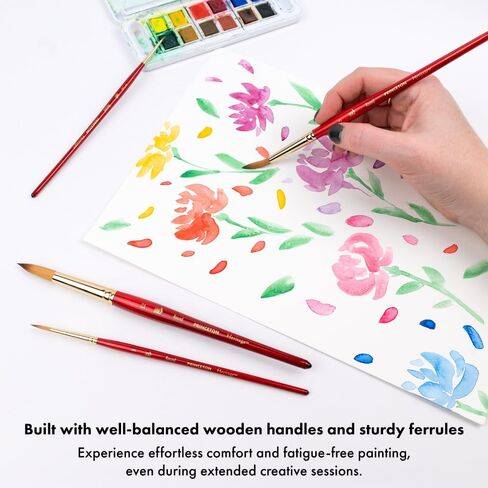 Princeton Artist Brush Co. Heritage 4-pc Synthetic Sable Watercolor Brushes Professional Set - Sable Paint Brushes for Watercolor Painting - Sable Hair Paint Brushes Sizes 3/0, 3, 8, and 12 in Saudi Arabia