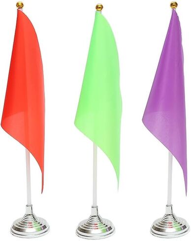 12 Pieces Round Miniature Flag Stands Mini Desk Flag Stands Desk Flag Holders Table Flag Stands Table Flag Base Stand for Office Conference Room, Silver, 5.5 x 3.8cm in Saudi Arabia