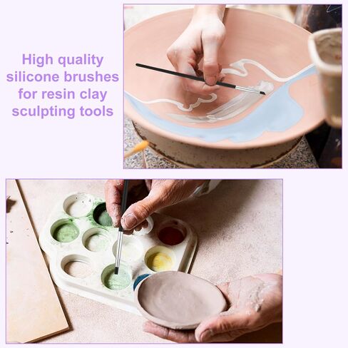 JIEYAO 20 Pcs Silicone Paint Brushes for Crafts, 5 Shapes Head Flexible Clay Sculpting Tools Professional Sculpting Tool for Pottery, Nail Art, Carving, DIY Handicraft Artwork(3mm+5mm) in Saudi Arabia