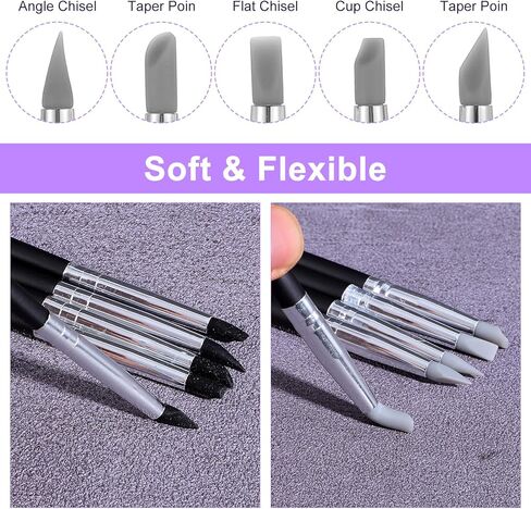 JIEYAO 20 Pcs Silicone Paint Brushes for Crafts, 5 Shapes Head Flexible Clay Sculpting Tools Professional Sculpting Tool for Pottery, Nail Art, Carving, DIY Handicraft Artwork(3mm+5mm) in Saudi Arabia