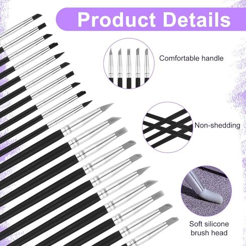 JIEYAO 20 Pcs Silicone Paint Brushes for Crafts, 5 Shapes Head Flexible Clay Sculpting Tools Professional Sculpting Tool for Pottery, Nail Art, Carving, DIY Handicraft Artwork(3mm+5mm) in Saudi Arabia
