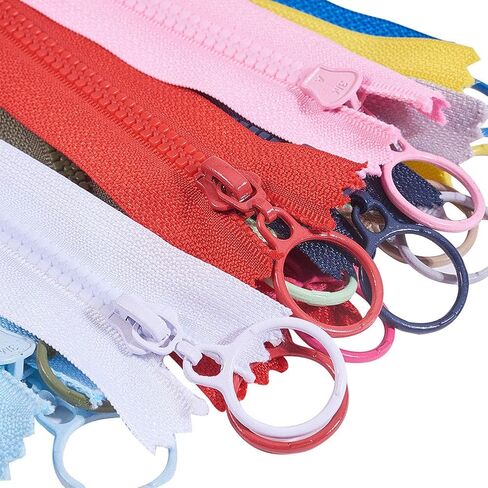 Benecreat 36pcs 10 بوصة سحابات نايلون بلاستيكية مع حلقة السحب قريبة من الراتنج السوستة ل Diy خياطة حقيبة كرانية الملابس in Saudi Arabia