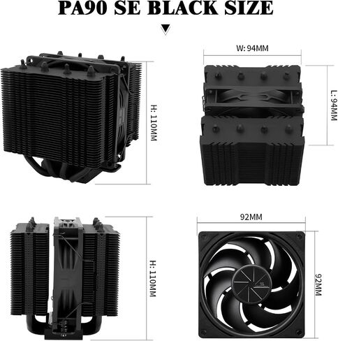 Thermalright Peerless Assassin 90 SE CPU Air Cooler, 4 Heat Pipes, Dual Towers Single PWM Fan, 110mm High CPU Cooling Fan,for AMD:AM4 AM5/Intel LGA 1851/1700/1150/1151/1200（PA90SE） in Saudi Arabia