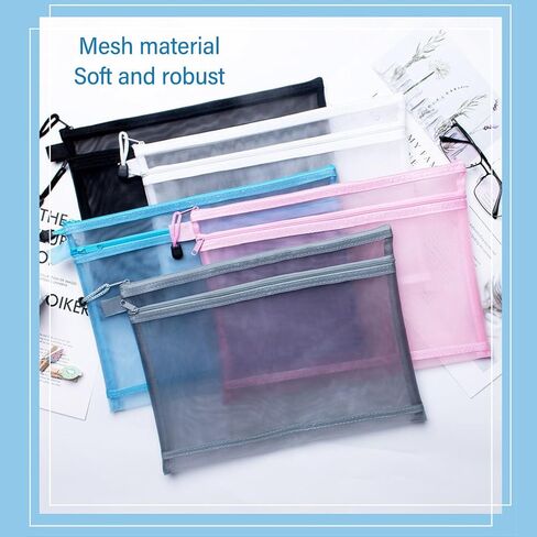 10 Pack Mesh Zipper Pouches for Organizing, Mesh Zipper Pouch Bags, A6 Zipper Bags for Organizing Storage for Office Supplies, Cosmetics, Travel Necessities in Saudi Arabia