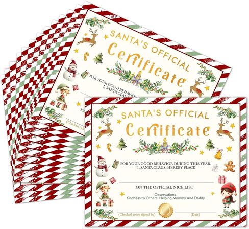 Christmas Gifts Certificates, 25 Pcs Xmax Holiday Certificates from Santa, Christmas Gifts for Kids, Christmas Party Favors Supplies Decorations, 19 in Saudi Arabia