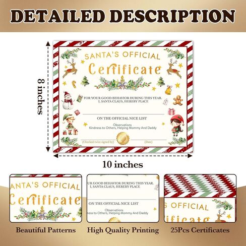 Christmas Gifts Certificates, 25 Pcs Xmax Holiday Certificates from Santa, Christmas Gifts for Kids, Christmas Party Favors Supplies Decorations, 19 in Saudi Arabia
