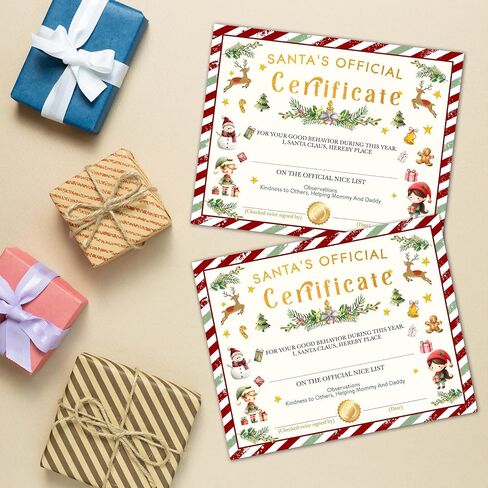 Christmas Gifts Certificates, 25 Pcs Xmax Holiday Certificates from Santa, Christmas Gifts for Kids, Christmas Party Favors Supplies Decorations, 19 in Saudi Arabia
