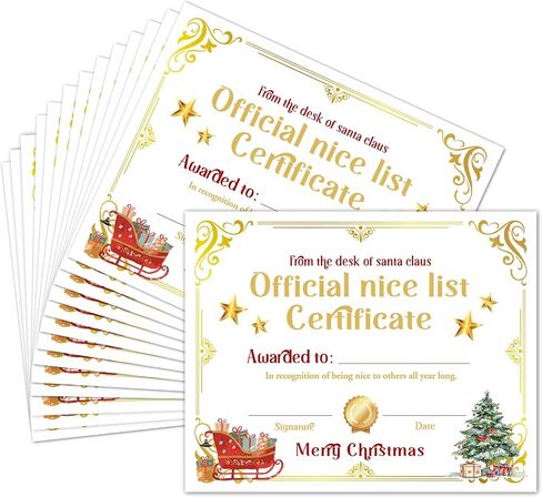 Christmas Gifts Certificates, 25 Pcs Xmax Holiday Certificates from Santa, Christmas Gifts for Kids, Christmas Party Favors Supplies Decorations, 19 in Saudi Arabia