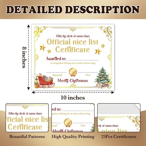 Christmas Gifts Certificates, 25 Pcs Xmax Holiday Certificates from Santa, Christmas Gifts for Kids, Christmas Party Favors Supplies Decorations, 19 in Saudi Arabia
