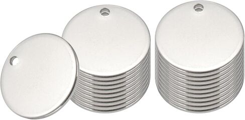 PATIKIL 20 Pcs 1/2 Inch Round Metal Stamping Blanks, Stainless Steel Silvery Blank Tags with Hole for Metal Stamping Tag, Jewelry Making, Engraving in Saudi Arabia