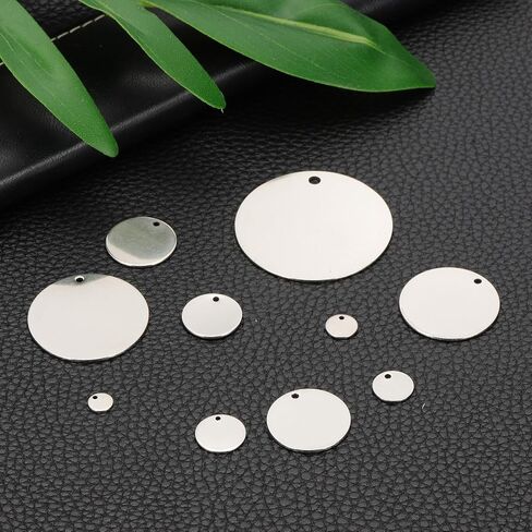PATIKIL 20 Pcs 1/2 Inch Round Metal Stamping Blanks, Stainless Steel Silvery Blank Tags with Hole for Metal Stamping Tag, Jewelry Making, Engraving in Saudi Arabia