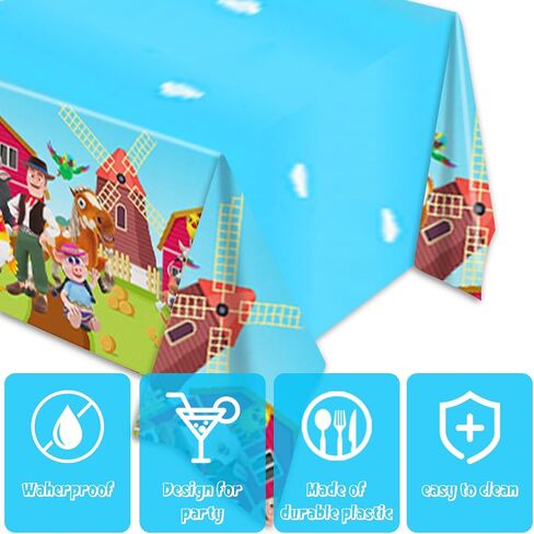 2Pack Lai Granja De Zenoon Tablecloth Disposable Tablecover Birthday Party Supplies and Decorations for Kid Boy Baby Shower Rectangle Tables 70"X42" in Saudi Arabia