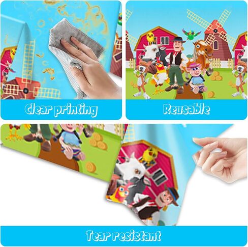 2Pack Lai Granja De Zenoon Tablecloth Disposable Tablecover Birthday Party Supplies and Decorations for Kid Boy Baby Shower Rectangle Tables 70"X42" in Saudi Arabia