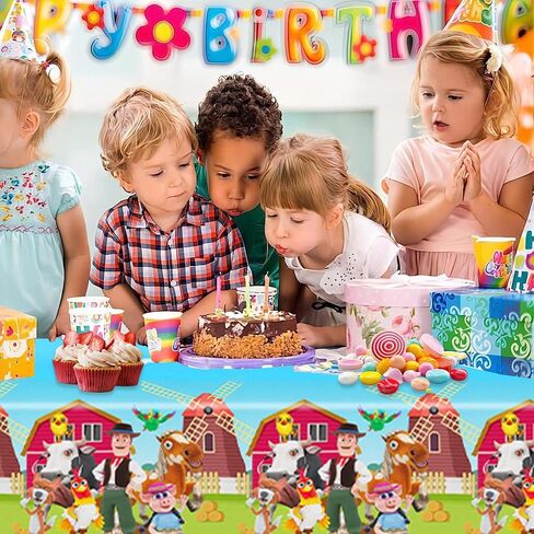 2Pack Lai Granja De Zenoon Tablecloth Disposable Tablecover Birthday Party Supplies and Decorations for Kid Boy Baby Shower Rectangle Tables 70"X42" in Saudi Arabia