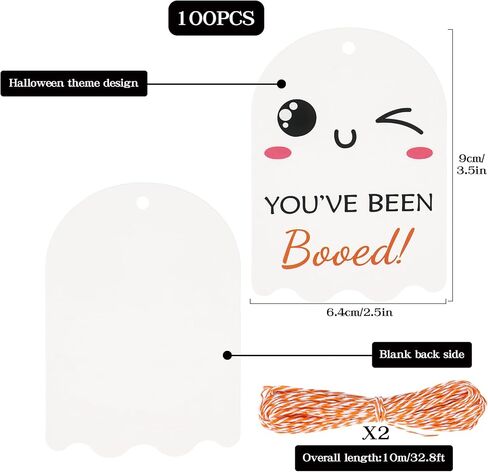 علامات عيد الهالوين ، 100pcs لقد تم صراخ علامات هدايا مع سلسلة Happy Halloween Targing Tag for Goodie Bags Tag Ghost Boo Tag لأكياس الحلوى in Saudi Arabia