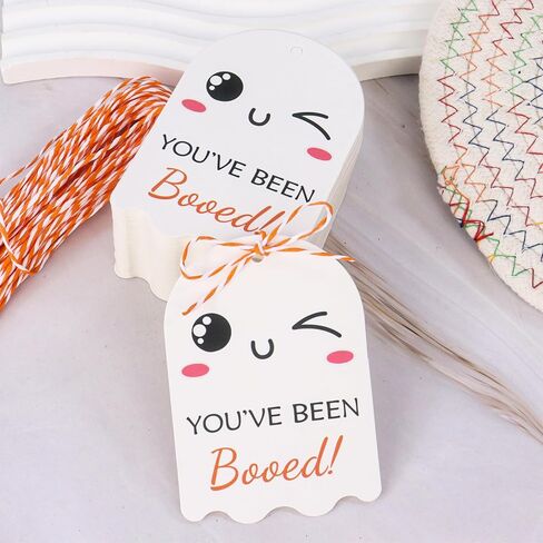 علامات عيد الهالوين ، 100pcs لقد تم صراخ علامات هدايا مع سلسلة Happy Halloween Targing Tag for Goodie Bags Tag Ghost Boo Tag لأكياس الحلوى in Saudi Arabia