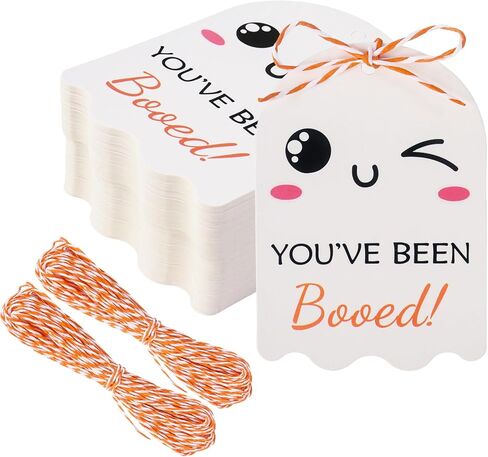 علامات عيد الهالوين ، 100pcs لقد تم صراخ علامات هدايا مع سلسلة Happy Halloween Targing Tag for Goodie Bags Tag Ghost Boo Tag لأكياس الحلوى in Saudi Arabia