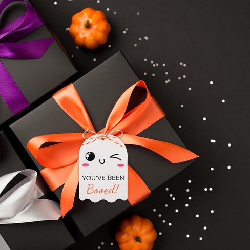 علامات عيد الهالوين ، 100pcs لقد تم صراخ علامات هدايا مع سلسلة Happy Halloween Targing Tag for Goodie Bags Tag Ghost Boo Tag لأكياس الحلوى in Saudi Arabia
