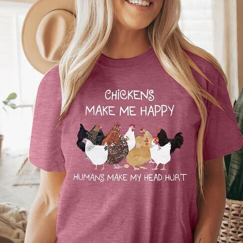 قمصان دجاج للنساء، قمصان مضحكة، تي شيرتات برسومات لطيفة، قمصان كاجوال بأكمام قصيرة in Kuwait