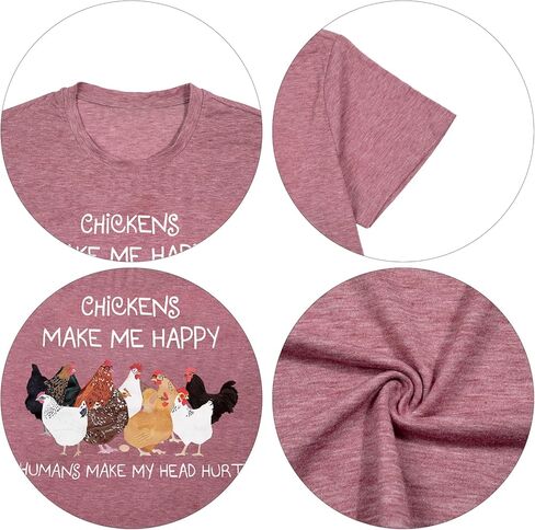 قمصان دجاج للنساء، قمصان مضحكة، تي شيرتات برسومات لطيفة، قمصان كاجوال بأكمام قصيرة in Kuwait