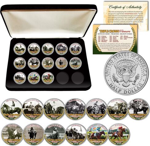 Triple Crown Winners Horse Racing JFK Half Dollar 13-Coin Full Set with Box & CERT in Saudi Arabia