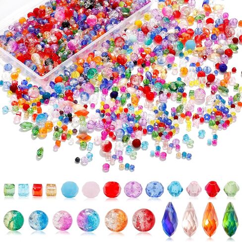 1000pcs هالوين الزجاج حبات للمجوهرات التي تصنع حبات كريستال كريستال ملونة من حبات سباركي لسرقة قلادة DIY in Kuwait
