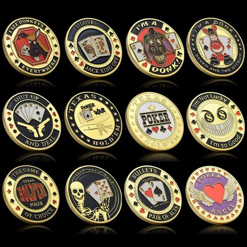 12pc/set texas poker chip coin casino card lucky press metal metal challenge coin collection hift templic in Saudi Arabia